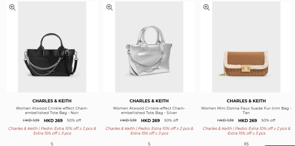 Charles&Keith開倉低至3折！手袋/銀包/鞋履最平$134！雲朵包/流浪包/Tote Bag $269起
