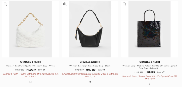 Charles&Keith開倉低至3折！手袋/銀包/鞋履最平$134！雲朵包/流浪包/Tote Bag $269起