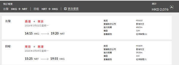 香港航空早鳥機票限時8折優惠！涵蓋日韓台泰等多個航點！即睇詳情 