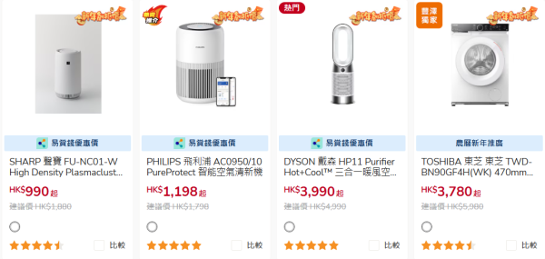 豐澤優惠｜新春電器優惠低至37折！Dyson/TOSHIBA/Sony/Philips大劈價！$38起加購魚蝦蟹遊戲套裝