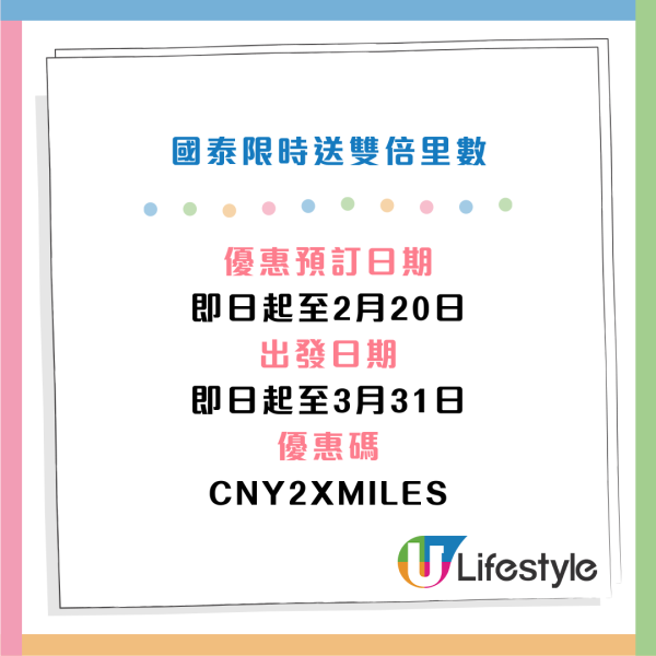 機票優惠｜國泰機票突發送雙倍里數！來回連稅$1,611起飛日/韓/台/泰熱門航點！