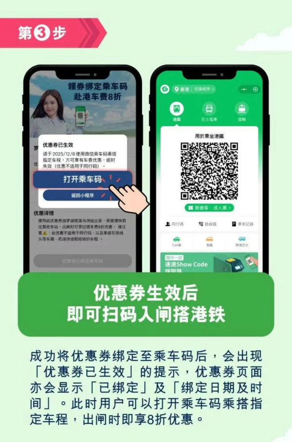 港鐵跨境乘車優惠8折！WeChat Pay HK派優惠券 羅湖/落馬洲返港適用！附4步領取+綁定教學