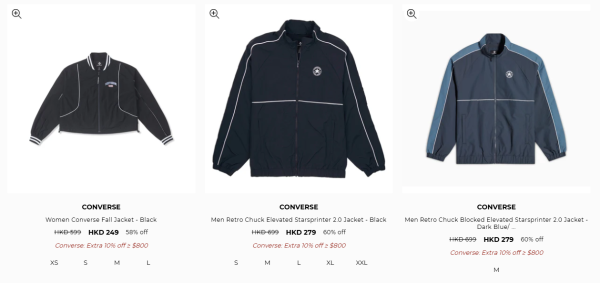 Converse激罕開倉低至4折！平底鞋/高筒鞋/厚底鞋$159起！棒球外套/風褸/運動外套/羽絨激減$600！