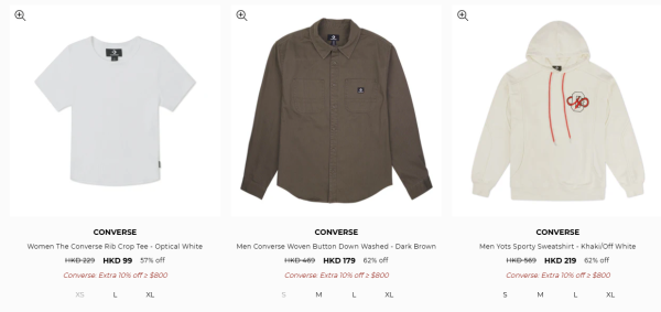 Converse激罕開倉低至4折！平底鞋/高筒鞋/厚底鞋$159起！棒球外套/風褸/運動外套/羽絨激減$600！