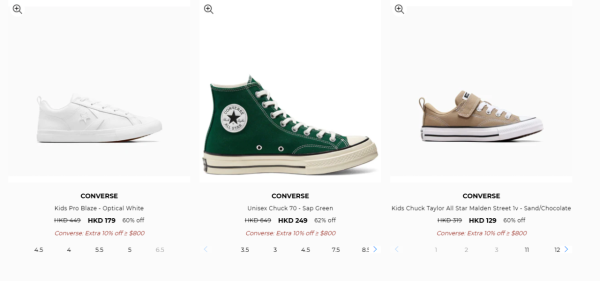 Converse激罕開倉低至4折！平底鞋/高筒鞋/厚底鞋$159起！棒球外套/風褸/運動外套/羽絨激減$600！