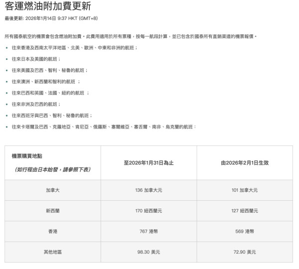 來源:國泰航空 來源:國泰航空