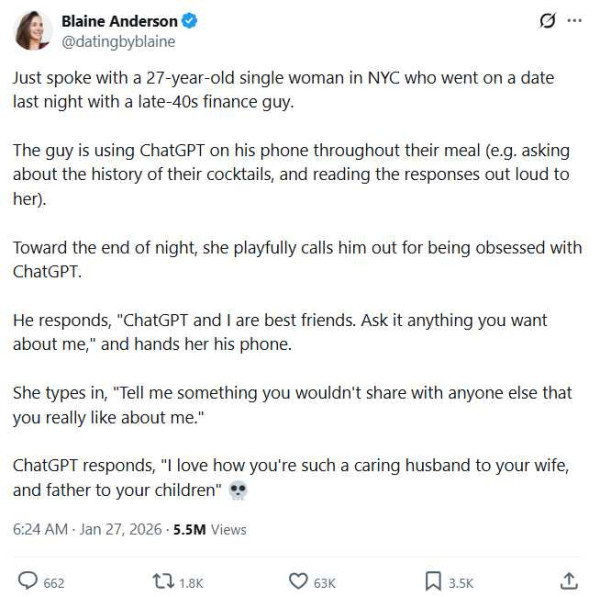 AI成「最佳損友」？中年男約會全程靠AI出貓 女子問AI「1句話」踢爆渣男已婚身分 