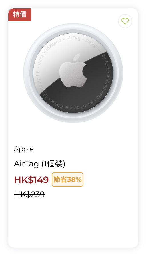 突發！原廠Apple AirTag劈價  電器連鎖店 $138 一粒接近 6 折