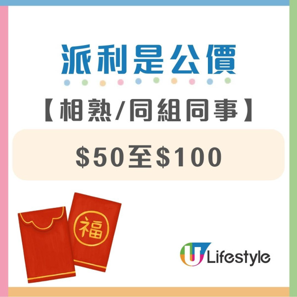 派利是公價2026︰職場/同事開工利是