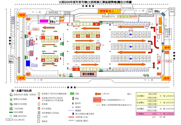 元朗年宵花市2026攤位地圖（圖片來源︰食環署）