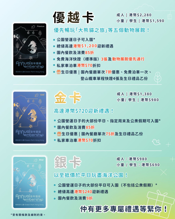 海洋公園2.9起改三級會員制！最平$980禁公眾假期入園　限期前買先有365日任玩？(附權益表)