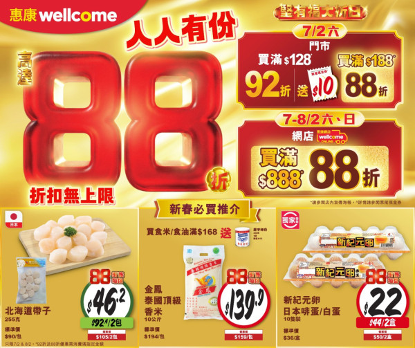 超市優惠｜百佳/惠康/萬寧/屈臣氏全場88折！周末限定 加碼派$200優惠券 附4間超市掃貨攻略