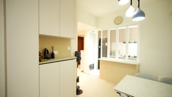 619呎堅尼地城海景3房 用傢俬/石膏板間房超慳位！玻璃摺窗/掩門打造半開放式廚房