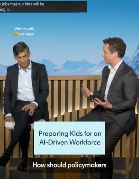 Microsoft微軟行政總裁Satya Nadella及英國前首相Rishi Sunak亦指出人工智慧的重要性。來源：LinkedIn