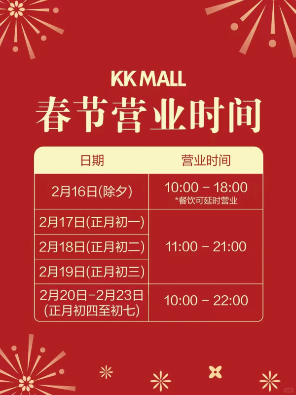 深圳商場2026|過年北上必睇!10大商場新春安排 部分商場餐廳/超市/戲院調整營業時間
