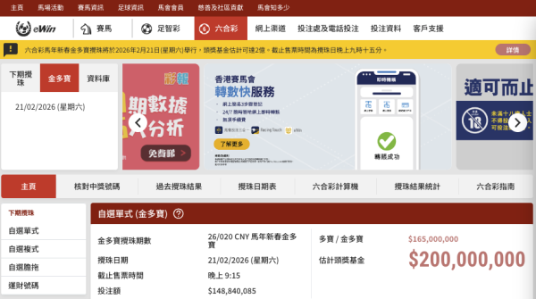 六合彩｜2億元新春金多寶明晚攪珠！港人兩間投注站買電腦飛 發現2大驚奇巧合震驚網民