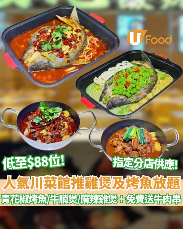 傷心酸辣粉推最平$88激抵雞煲及烤魚放題 任食火鍋配料/啤酒＋免費送特色牛肉串 指定分店供應!