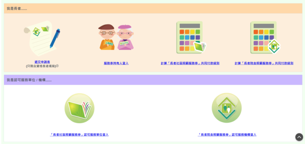 長者服務券資訊系統（圖片來源︰社會福利署）