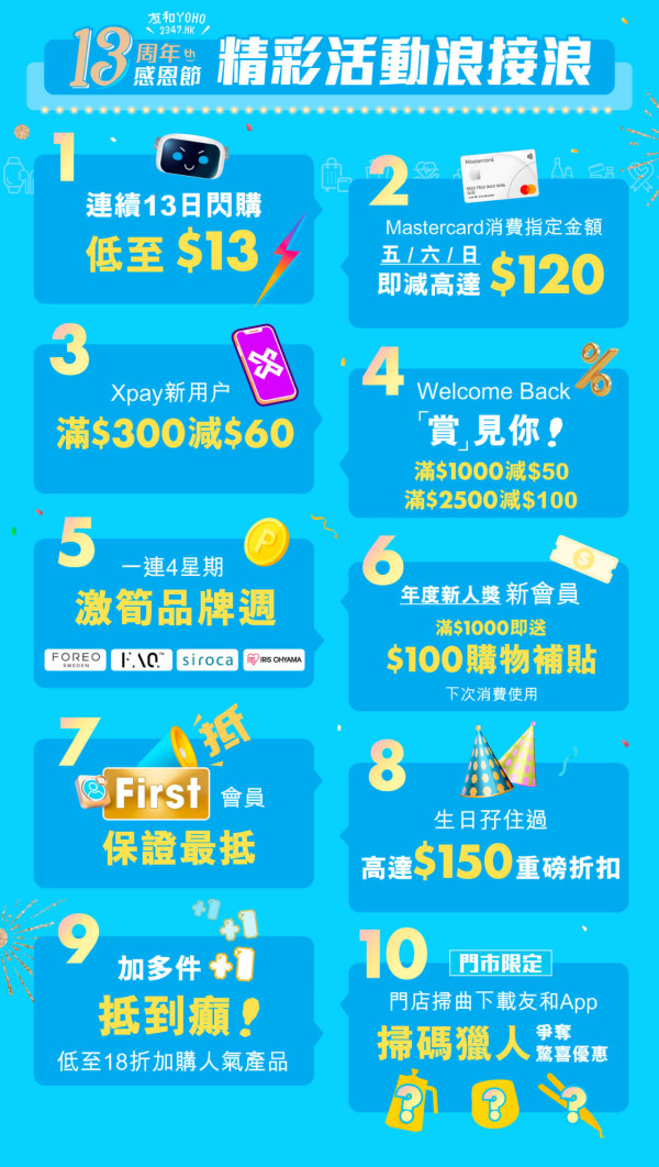 友和優惠｜一連12日家電激減至$13起！周年慶5大優惠 最多慳$5,366！Apple/Dyson/Panasonic大劈價