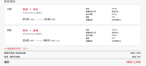 香港航空日本機票限時88折優惠！涵蓋5大熱門航點 即睇優惠碼 