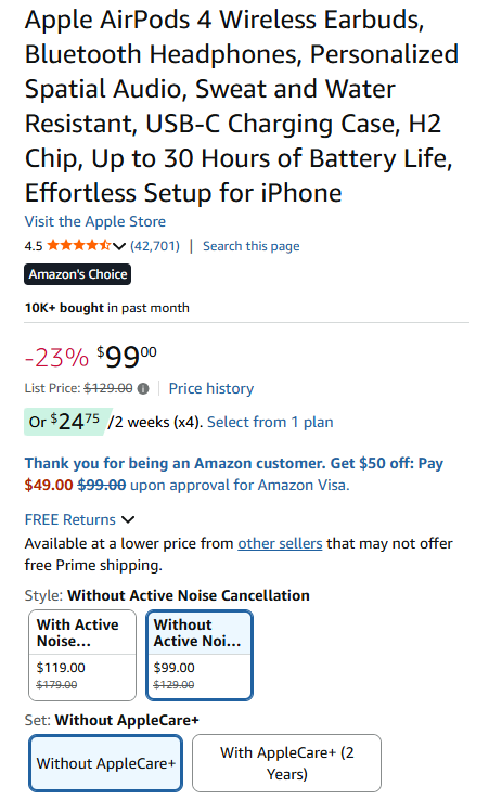 AirPods 4 驚現 66 折！兩款型號齊劈價【點擊連結即買】