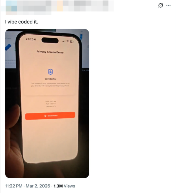 唔使羨慕 Samsung S26 Ultra！網民自製 iPhone 防偷窺 App 惟有 1 關鍵點要注意
