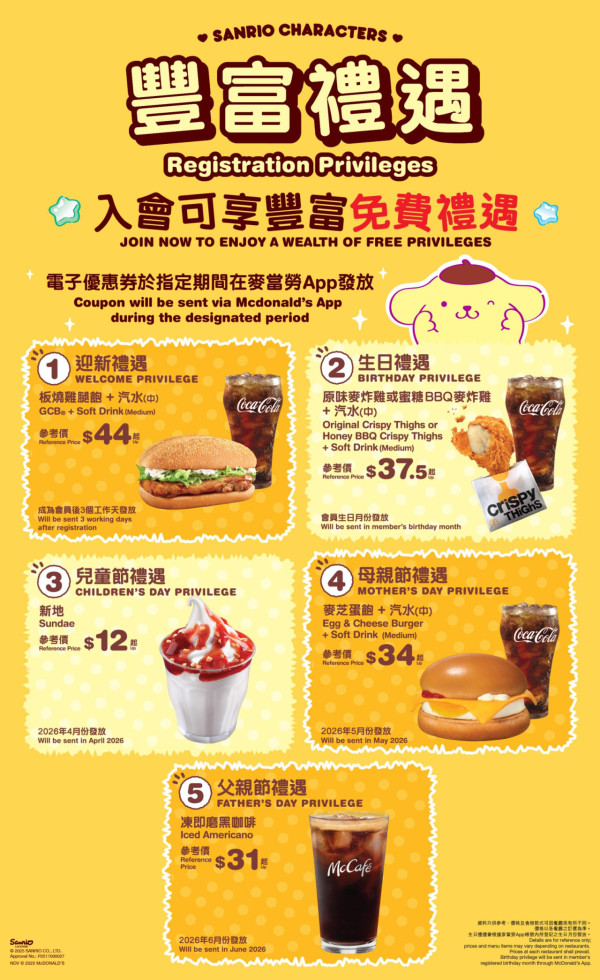 麥當勞生日優惠（圖片來源︰麥當勞）