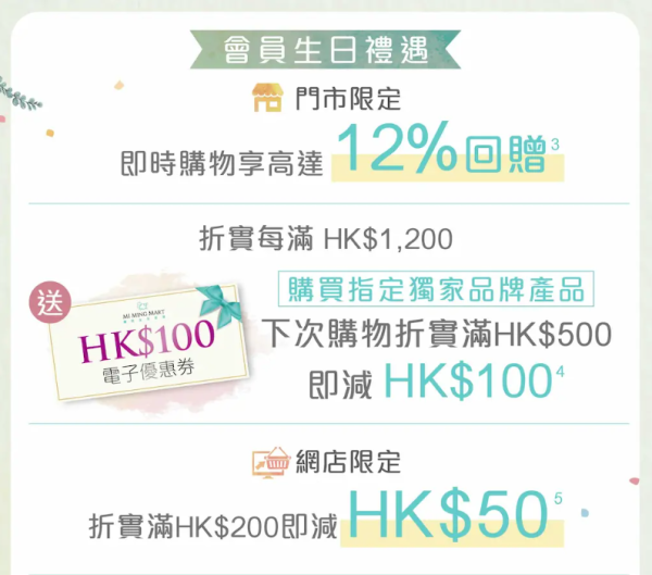 彌明生活百貨生日優惠（圖片來源︰彌明生活百貨）