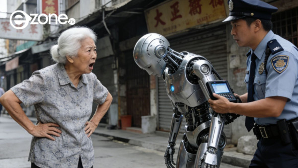 全球首宗機械人被捕？機械人街頭嚇親阿婆遭怒罵　阿 Sir 介入調停「押送犯人」