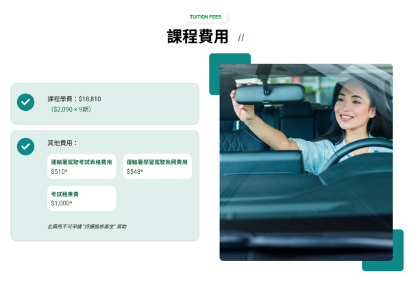 貨櫃運輸業職工總會(課程部)︰私家車駕駛證書（圖片來源︰貨櫃運輸業職工總會(課程部)）