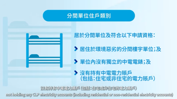 中電基層家庭電費補助計劃(圖片來源︰中電)