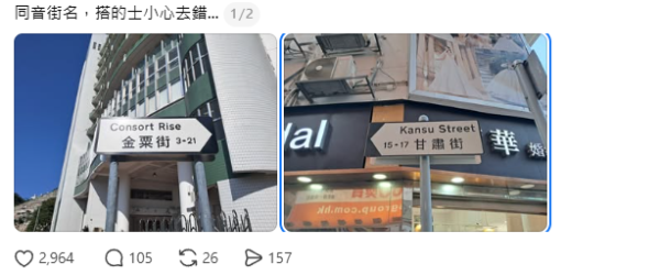 差1個字去錯區！香港「同音街名」大陷阱 網民險由薄扶林去咗油麻地：Call機年代好大鑊