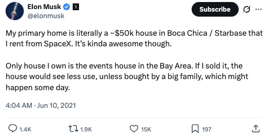 全球首富馬斯克住所曝光！無豪宅只住小屋？母親留宿要瞓車庫 揭兒子2大「清貧式」日常