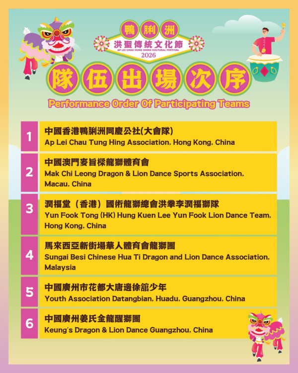 周末好去處|鴨脷洲洪聖傳統文化節 免費醒獅體驗班+試穿戲服/頭飾/道具 必參加水燈晚會!預先登記送祈福水燈