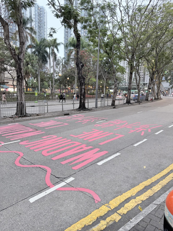 馬路神秘「粉紅標記」有咩用？政府揭防水浸用途：全港得5個試點