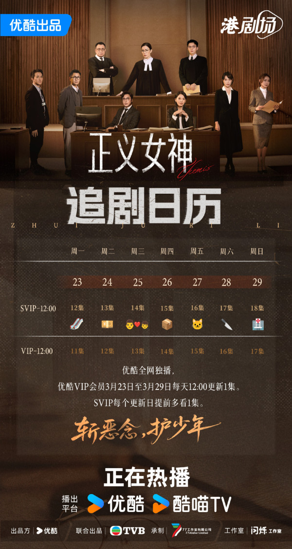 正義女神優酷港劇場｜內地集數更新/追劇日曆/率先播劇情6大必睇看點