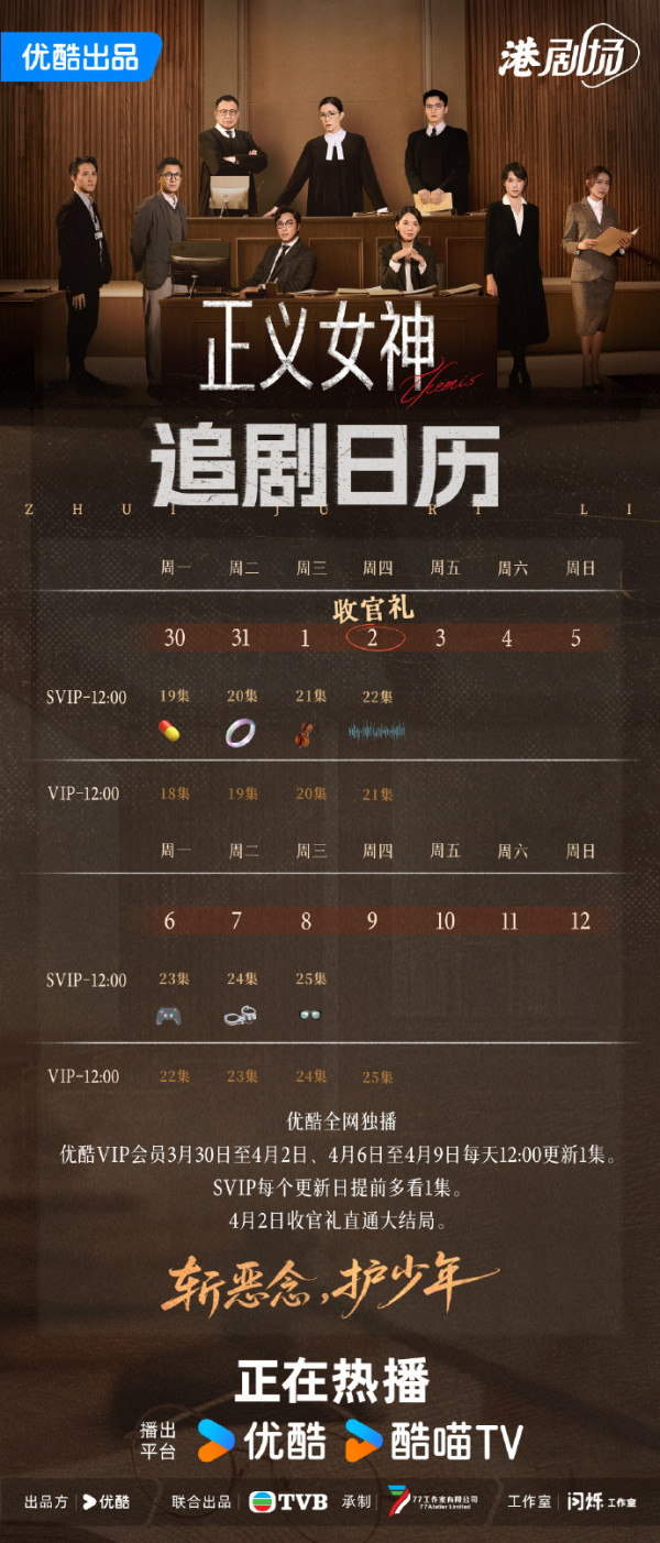 正義女神優酷港劇場｜內地集數更新/追劇日曆/率先播劇情6大必睇看點