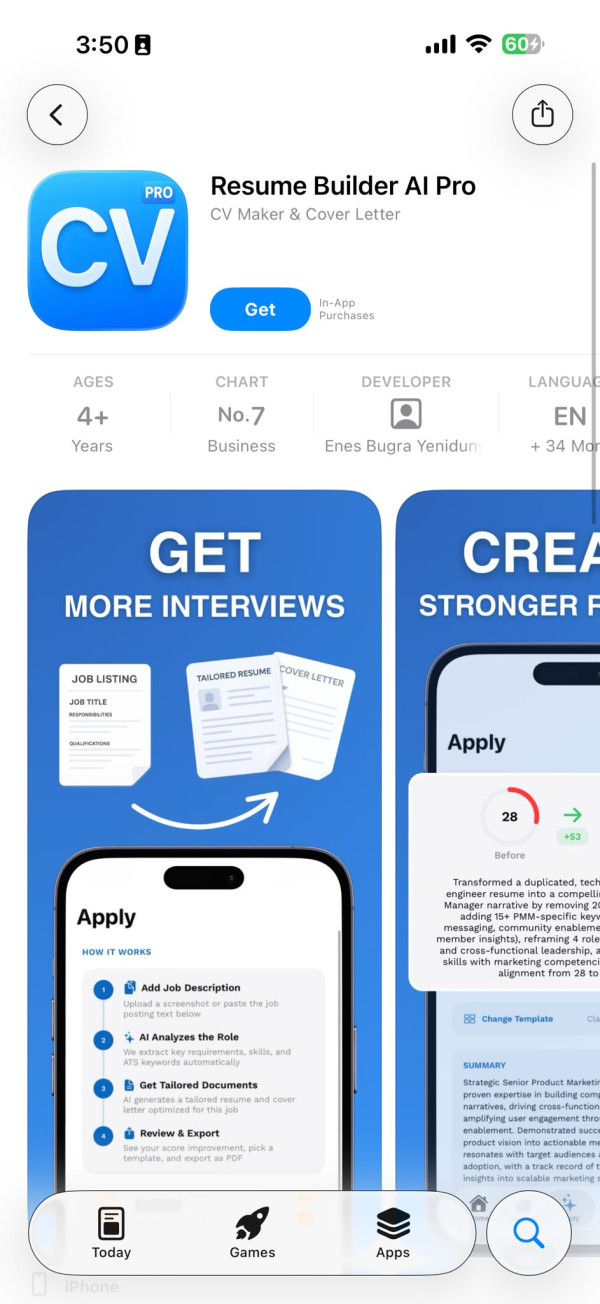 搵工/轉工神器 AI改CV神App終身版限時免費 根據職位要求1鍵出專屬CV 【原價$1XX】