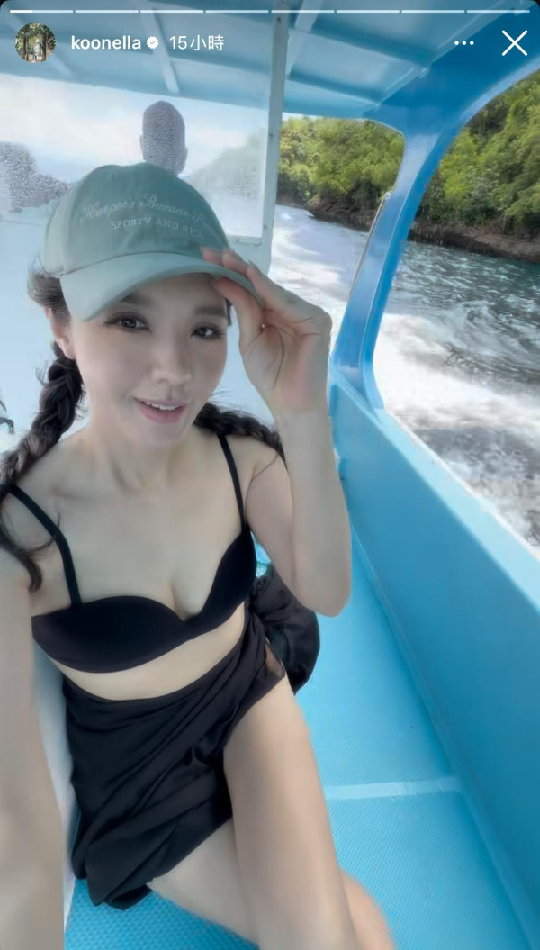 46歲官恩娜激罕晒性感比堅尼自拍！兩孩之母夾深溝事業線震撼網民