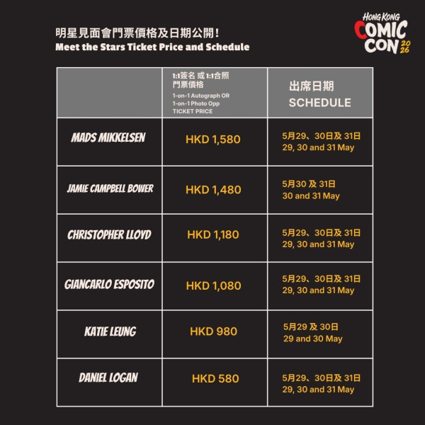 香港comic con 2026（圖片來源︰FB@Hong Kong Comic Con）