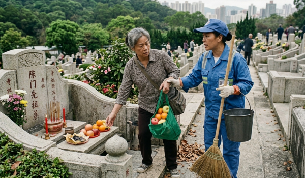 港人清明拜山驚見「墳場老鼠」!大媽自備環保袋偷一物遭斷正!網民猜測「戰利品」去向 料高價轉售