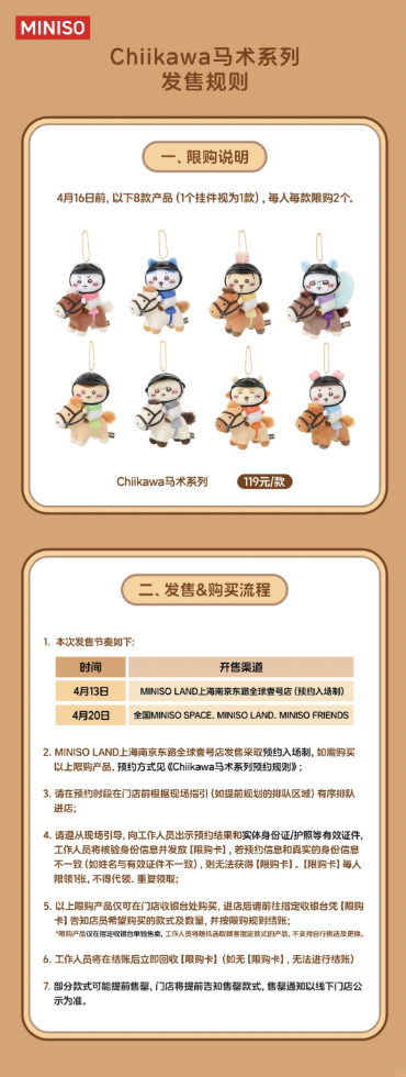 Chiikawa × MINISO全新聯乘「馬術系列」登場！8款騎馬造型角色吊飾、開售地點與搶購攻略懶人包 