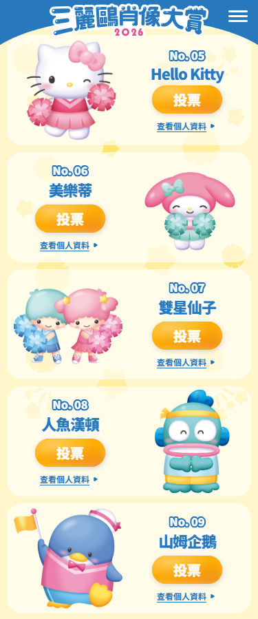 Sanrio人氣角色2026投票開始！截止日期/活動連結/90位角色詳情一覽