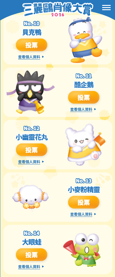 Sanrio人氣角色2026投票開始！截止日期/活動連結/90位角色詳情一覽