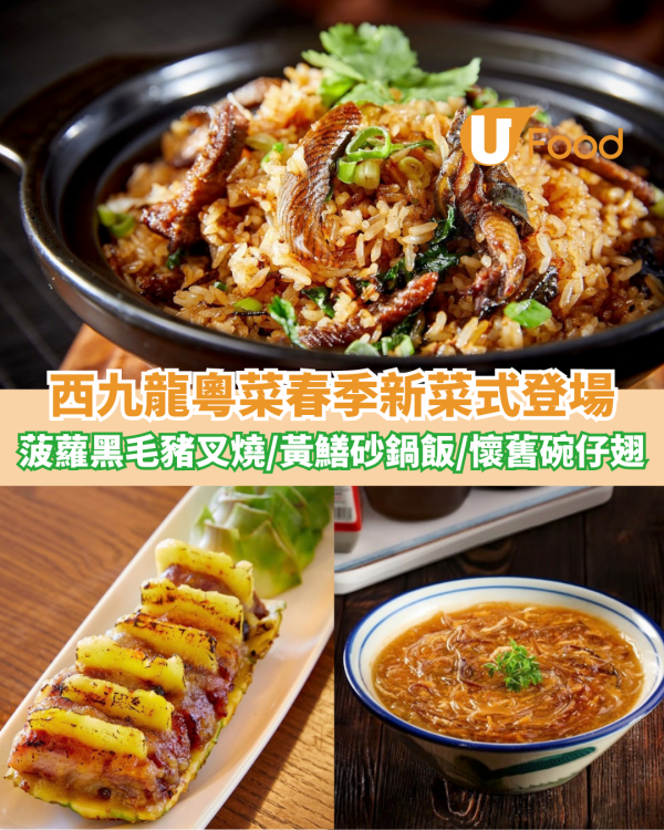 西九龍粵菜春季新菜式登場 菠蘿黑毛豬叉燒/台山黃鱔砂鍋飯/懷舊碗仔翅