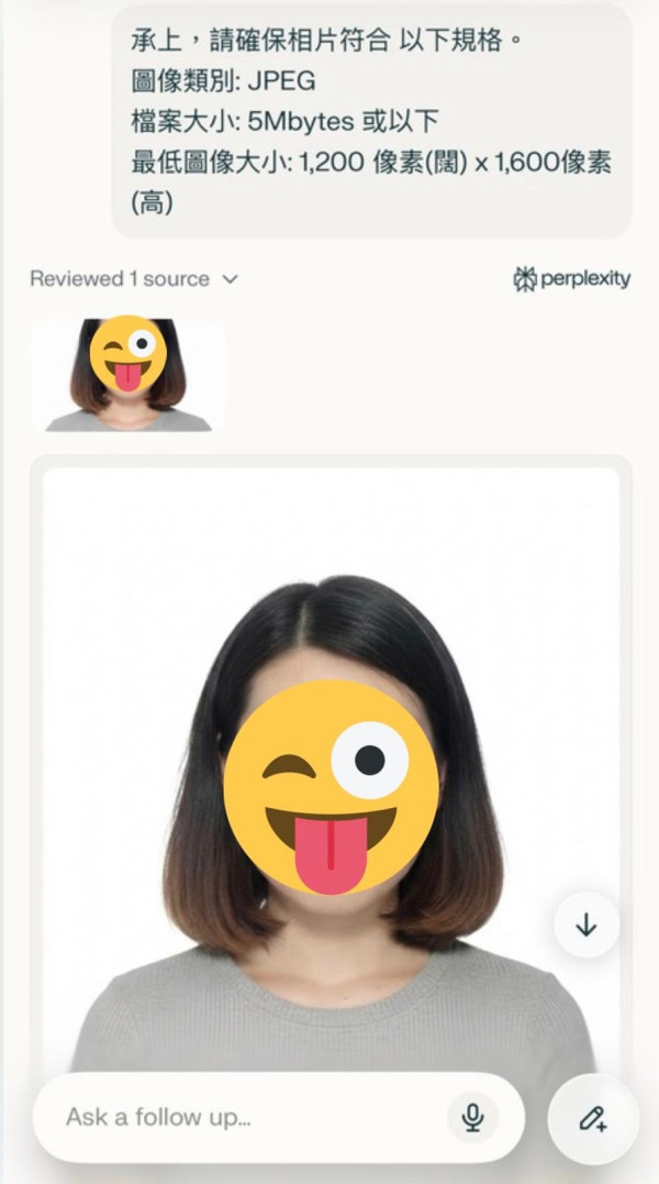 【AI整證件相教學】Perplexity自製護照相！實測零成本獲入境處審批 附指令