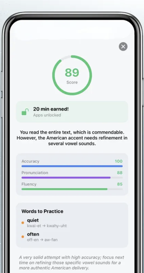玩手機變學習動力！《Practice English, Unlock Apps!》終生版限免：強迫你碌Fb/Threads/玩Game前練口語