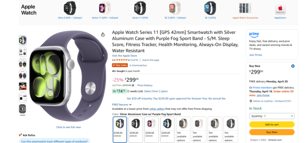 Apple Watch Series 11 歷史新低！劈價低至 HK$2,332 入手 限時優惠撳Link即買【附Amazon海外網購攻略】