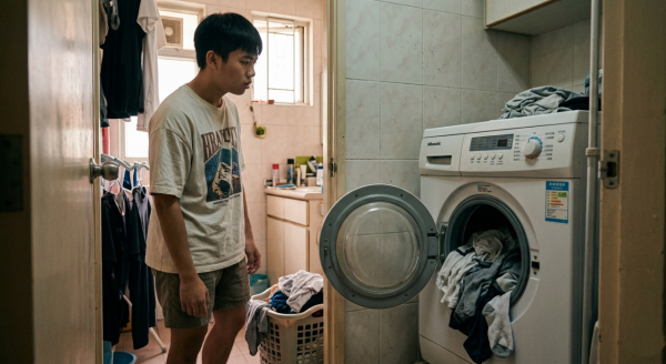 洗衣機用完蓋子是打開還是關上？（AI製圖）