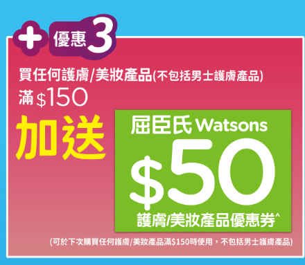 屈臣氏全場無門檻88折 滙豐卡額外92折/大派$140優惠券/洗頭水買一送一